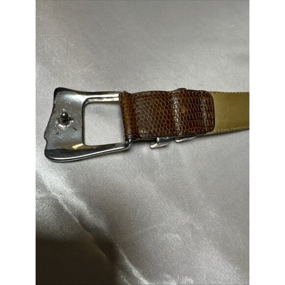Claudio Orciani Brown Genuine Leather Belt W/Snake Print & Silver Buckle Design - Picture 5 of 8